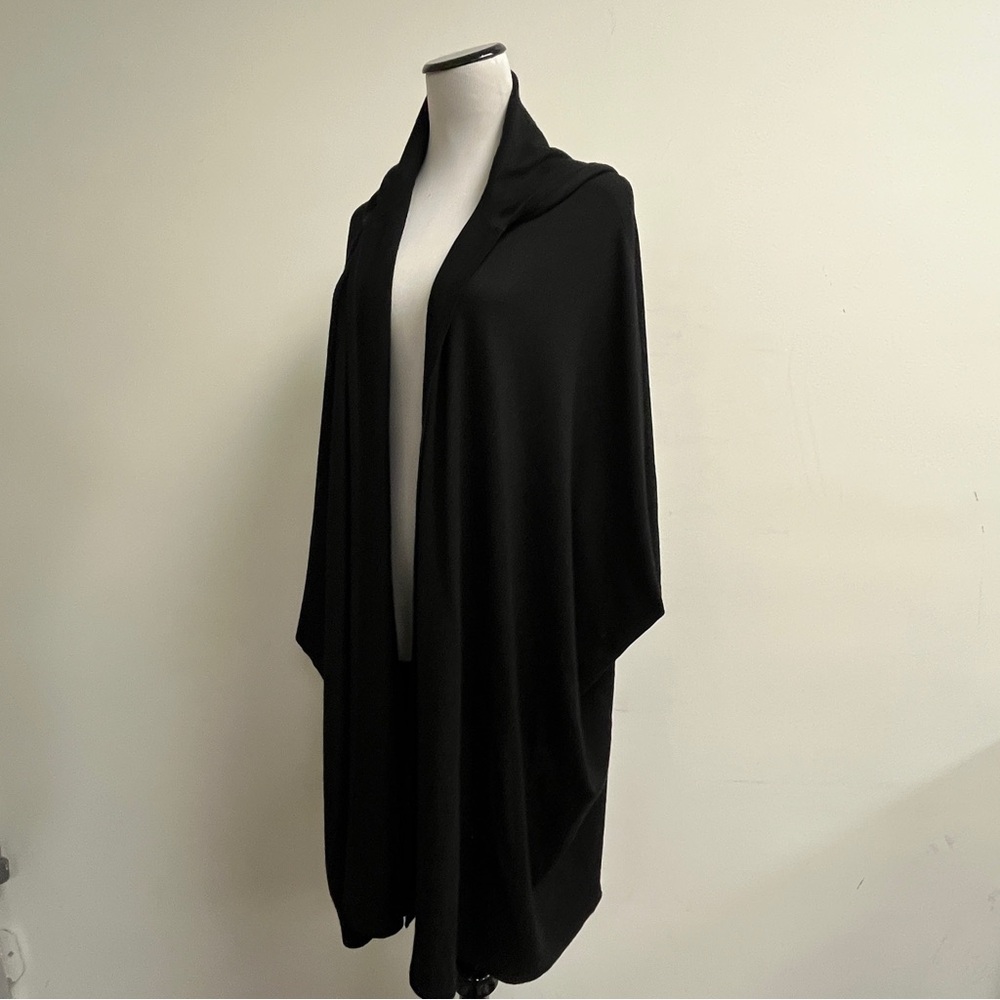 Denis Colomb Black cashmere poncho drape cardigan Sweater S oversized